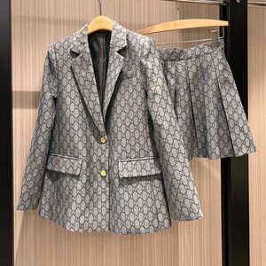 Gucci Women’s Gray Patterned Blazer and Skirt Set